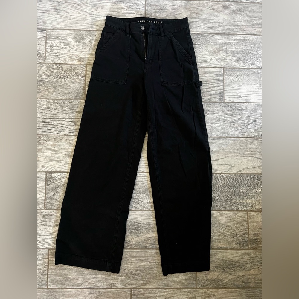 American Eagle Super High Rise Baggy Wide Leg Cargo Pants, Size 6 Long